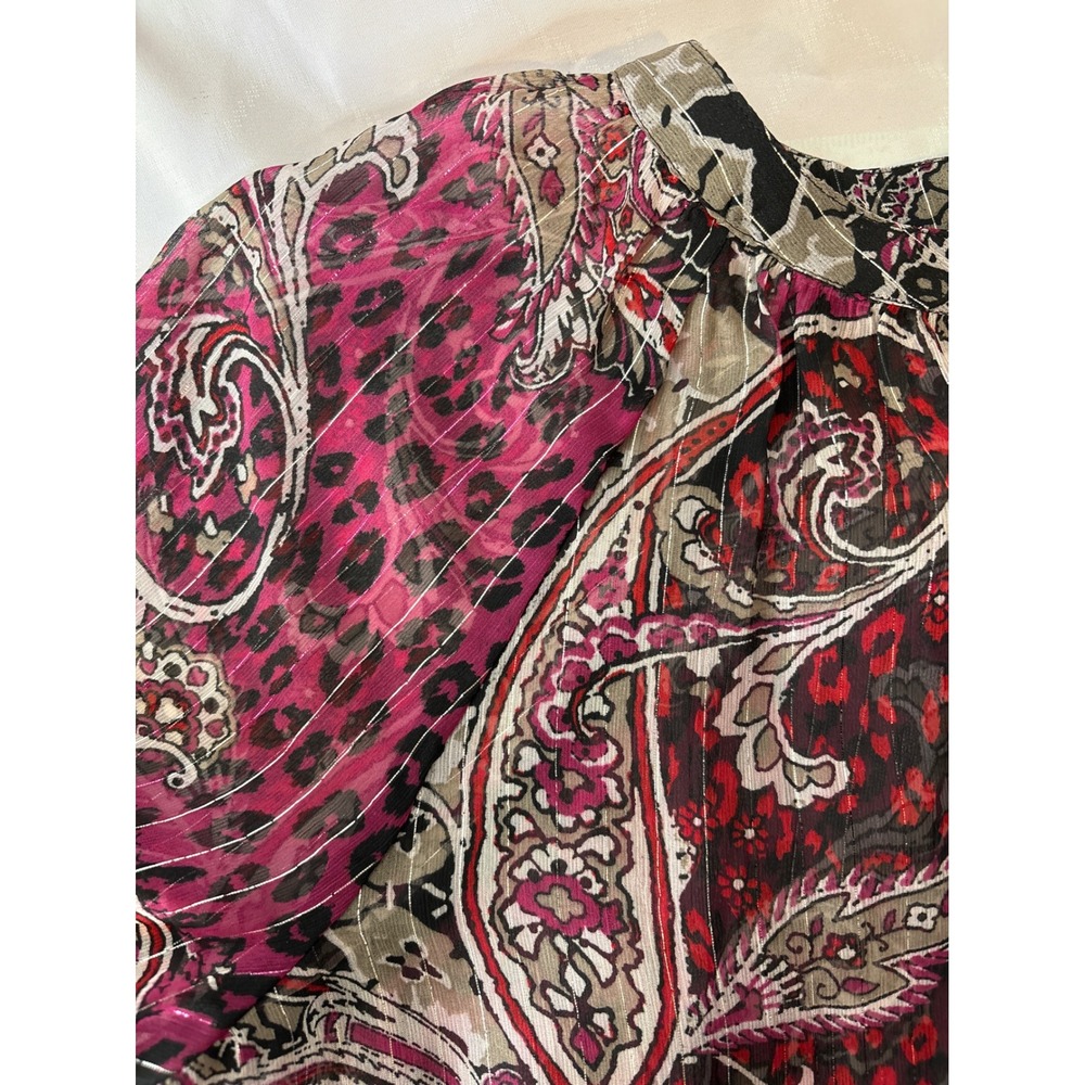 NWT CHICO'S Pink Paisley Leopard Sequin Tunic Top Sz 3/XL Metallic Maximalist - Picture 12 of 12